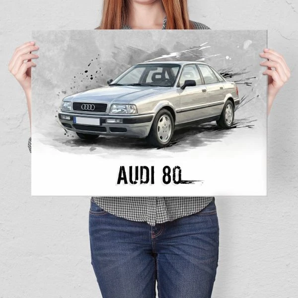 Duzy plakat metalowy na sciane Audi 80 B4